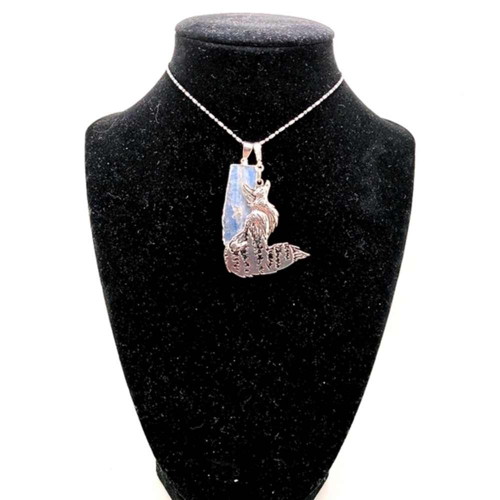 381MIDALANE Silver Fox Kyanite Necklace 12-21" Adjustable Chain